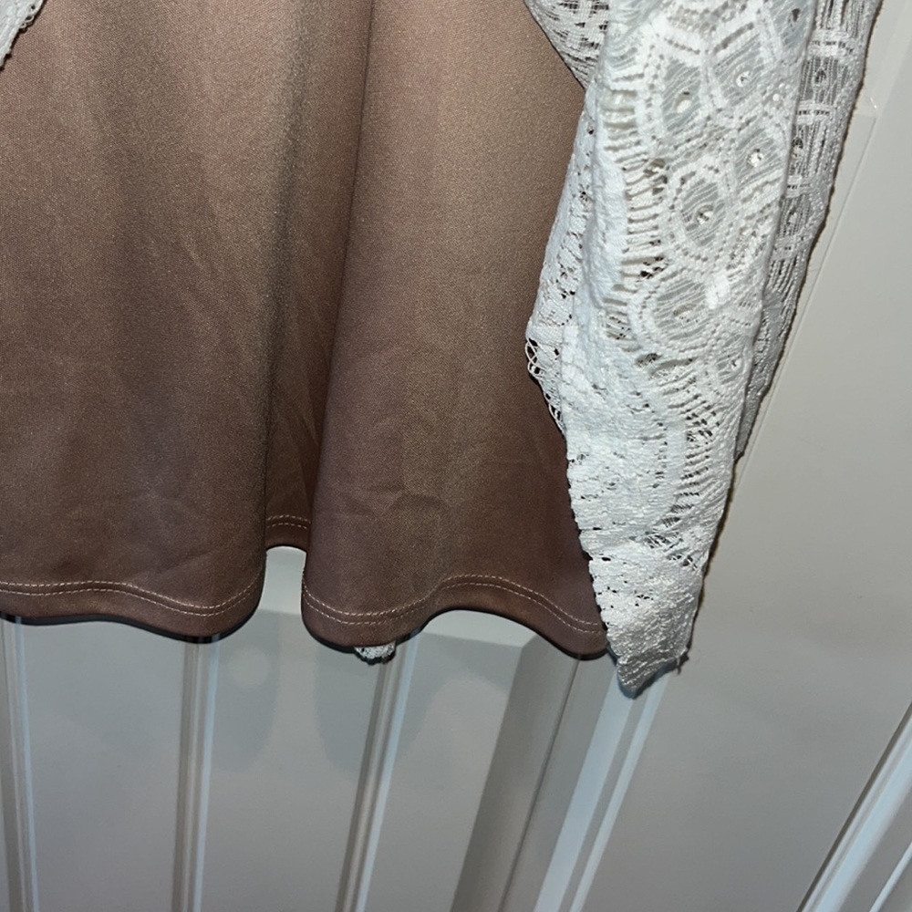 Coquette ivory lace overlay short sleeve boho cottagecore prairie dress sz 12 - Picture 8 of 10